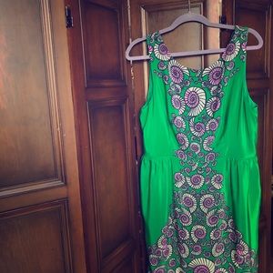 Bright Kelly green Anthropologie dress size 14